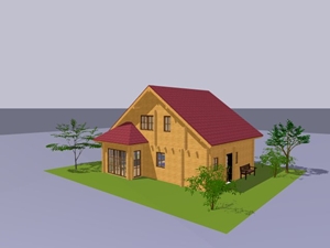 3D-Modell von Blockhaus Heidi