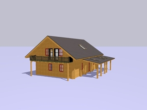 3D-Modell von Blockhaus Virginia